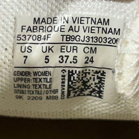 Converse Chuck Taylor All Star Shoreline 537084F Women’s Size 7 White Shoes Used - Picture 11 of 11